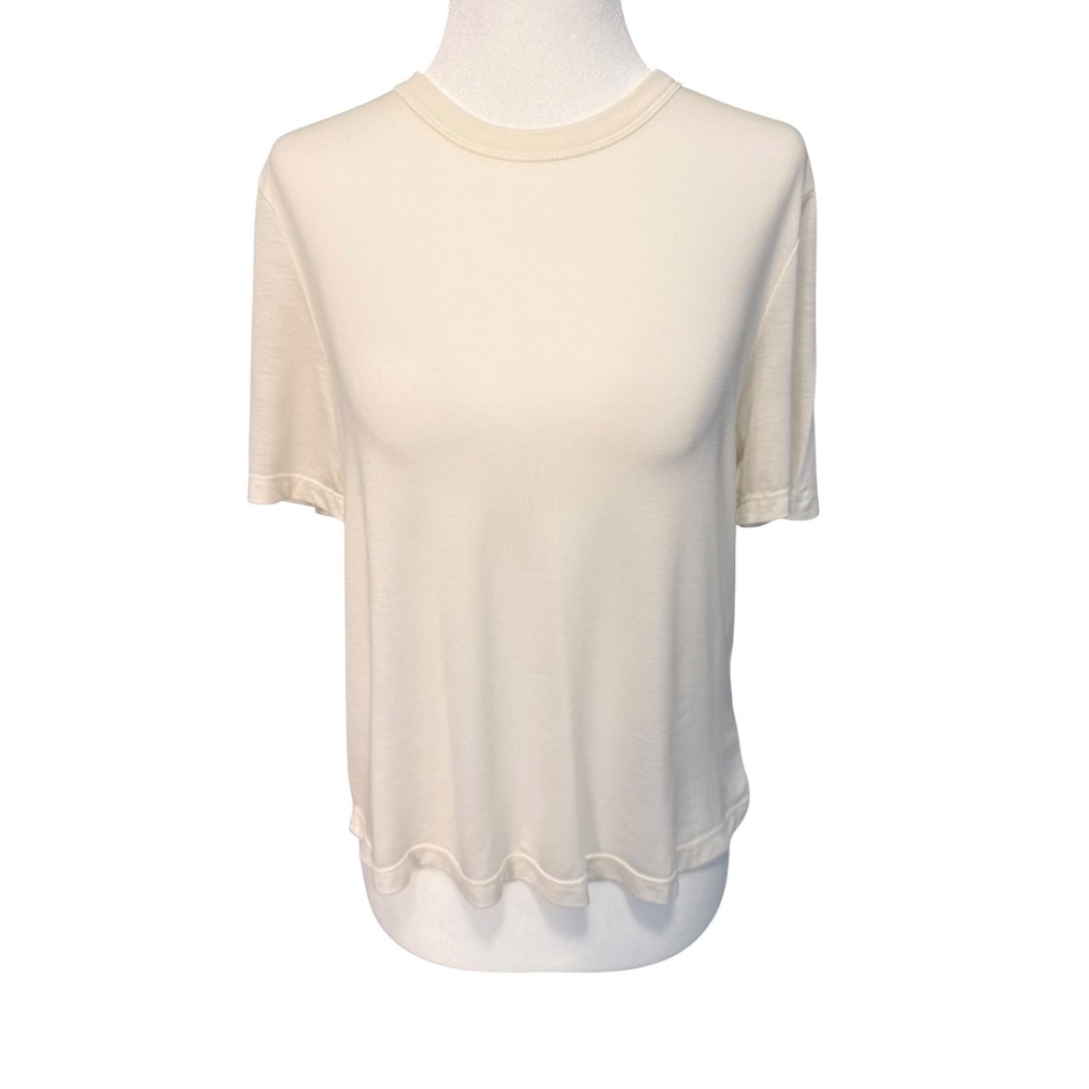 AG Adriano Goldschmied Womens Ivory Dust Lyocell Spandex Tee Size Small NEW